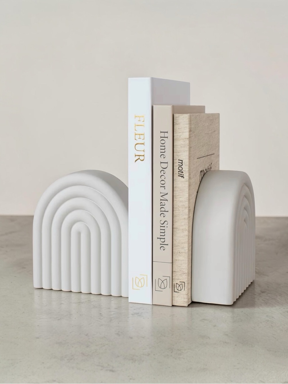 NEW Decorative Concrete Bookends for Heavy Books 2 Pc Set